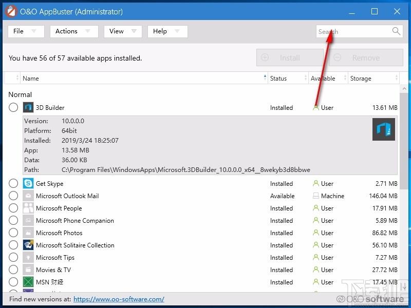 O&O AppBuster下载,win10应用删除软件,win10应用删除